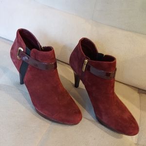 Bandolini size 11 Garnet Red suede high heeled boots